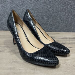 COLE HAAN Womens Size 8.5B Bethany Black Snake Embossed Heels Pumps Dressy Shoes